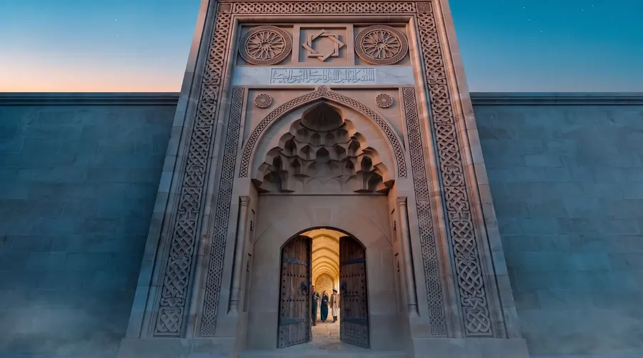 The carved gate opening